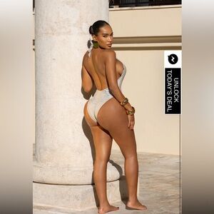 Elegant Tan One-Piece Swimsuit